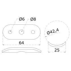Držiak madla s kĺbom na trubku ø 42,4 mm, brúsená AISI 304 Držiak madla s kĺbom na trubku ø 42,4 mm, brúsená AISI 304